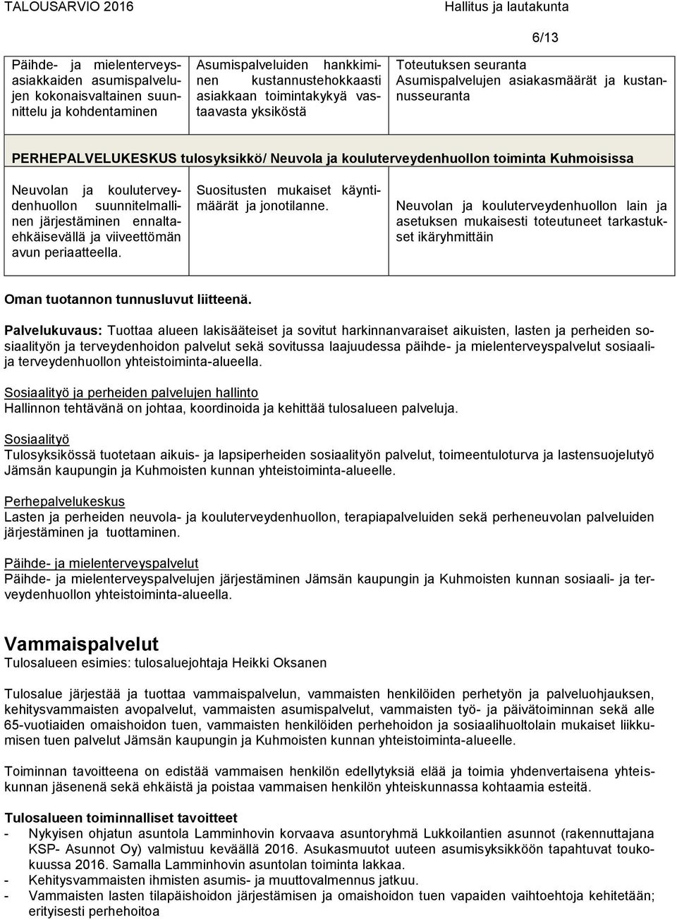 suunnitelmallinen järjestäminen ennaltaehkäisevällä ja viiveettömän avun periaatteella. Suositusten mukaiset käyntimäärät ja jonotilanne.