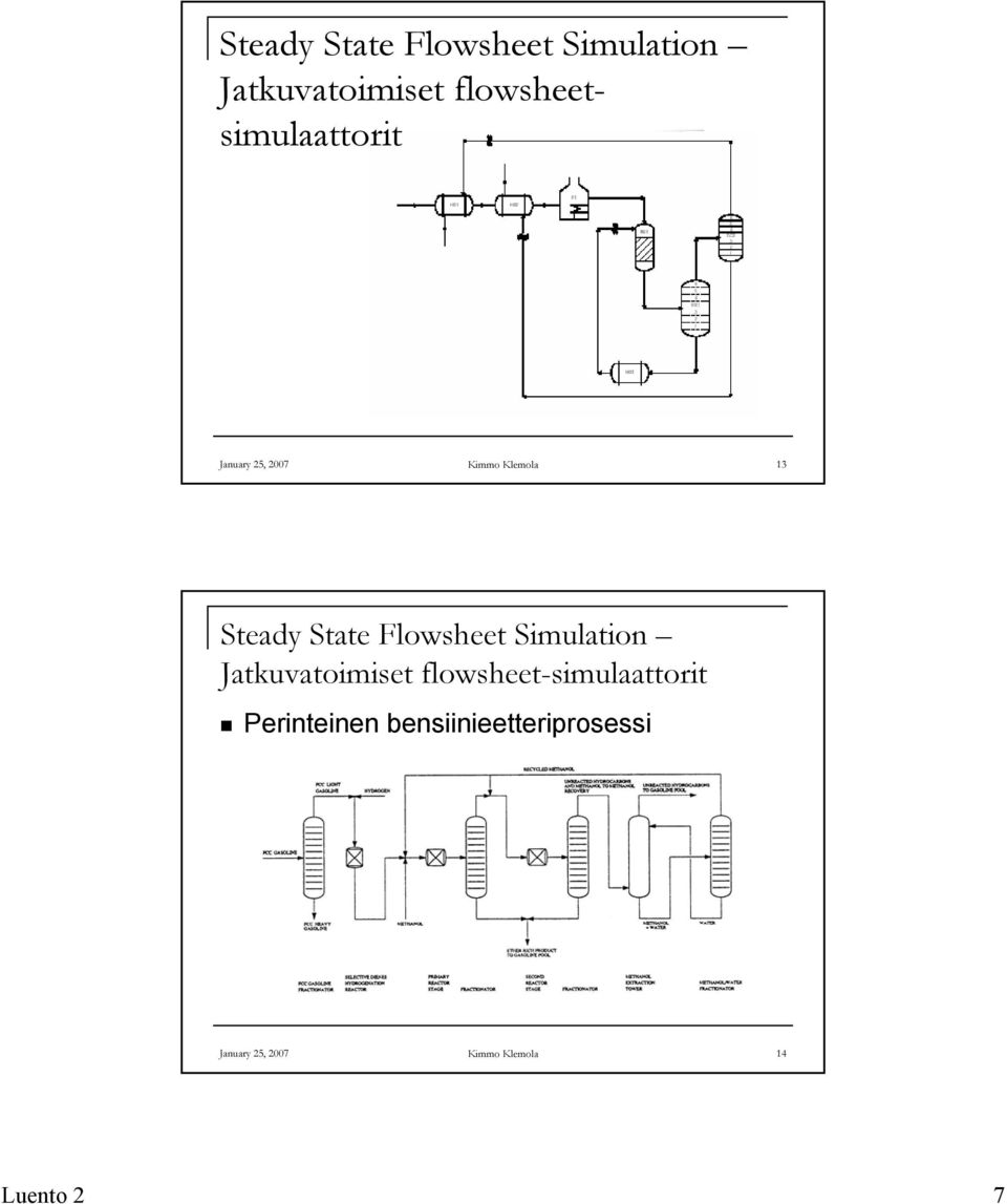 flowsheet-simulaattorit Perinteinen bensiinieetteriprosessi