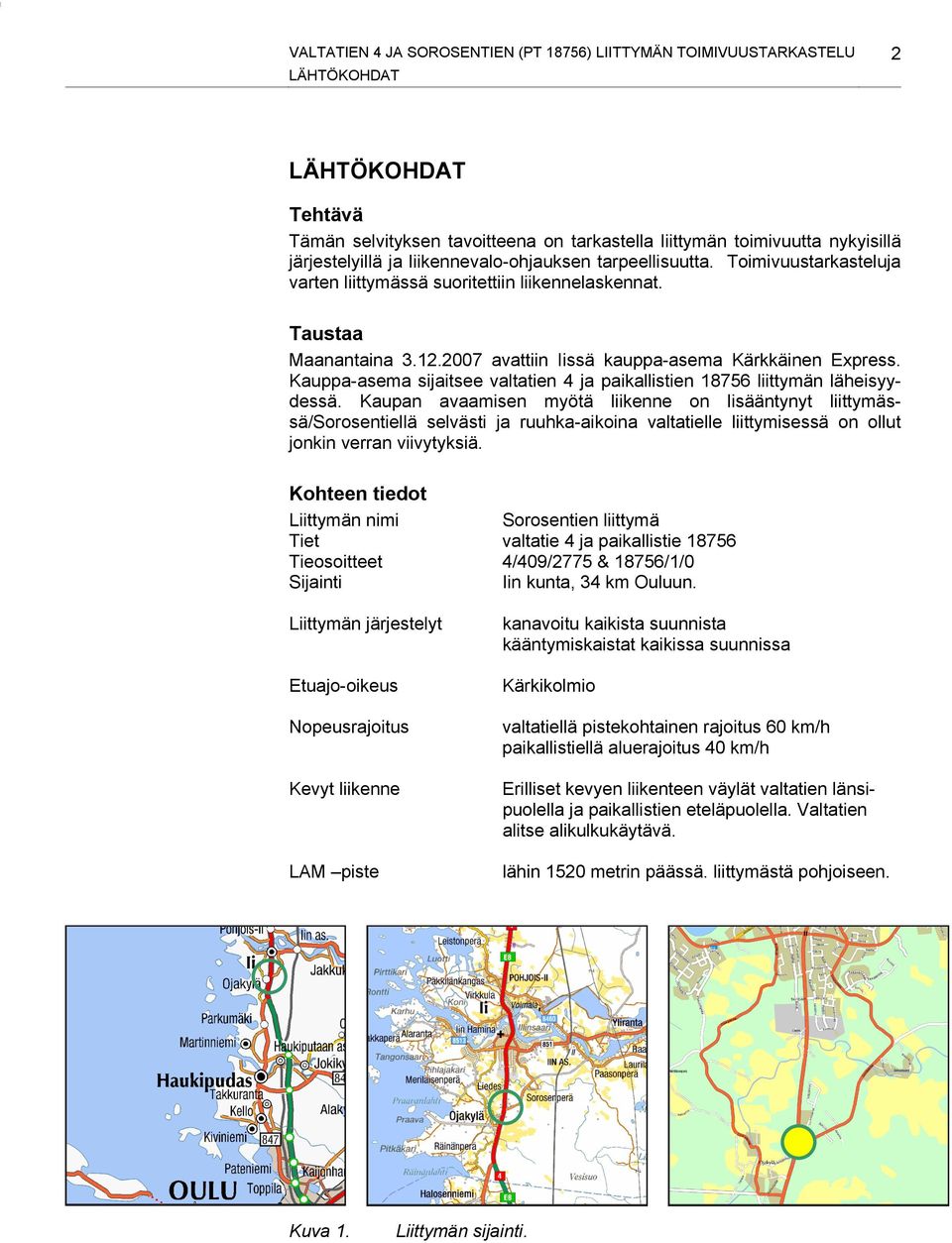 Kauppa-asema sijaitsee valtatien 4 ja paikallistien 18756 liittymän läheisyydessä.