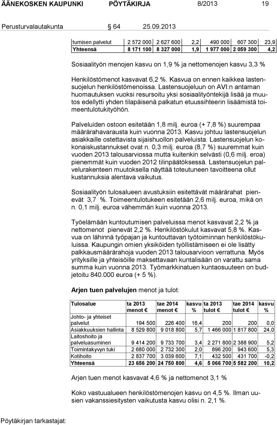 Henkilöstömenot kas va vat 6,2 %. Kasvua on en nen kaik kea las tensuo jelun hen kilöstö me noissa.