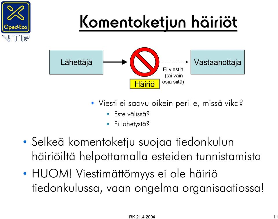 Selkeä komentoketju suojaa tiedonkulun häiriöiltä helpottamalla esteiden