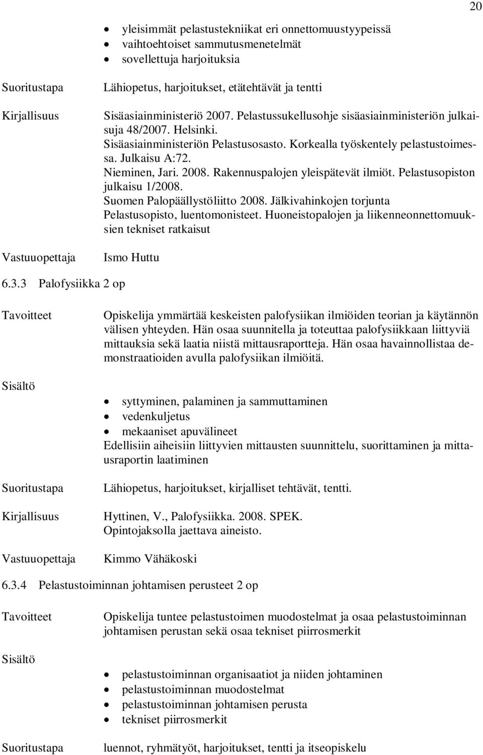 Rakennuspalojen yleispätevät ilmiöt. Pelastusopiston julkaisu 1/2008. Suomen Palopäällystöliitto 2008. Jälkivahinkojen torjunta Pelastusopisto, luentomonisteet.