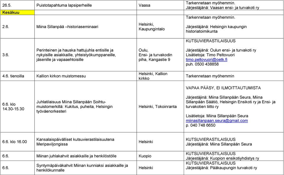 Perinteinen ja hauska hattujuhla entisille ja nykyisille asiakkaille, yhteistyökumppaneille, jäsenille ja vapaaehtoisille Oulu, Ensi- ja turvakodin piha, Kangastie 9 Järjestäjänä: Oulun ensi- ja