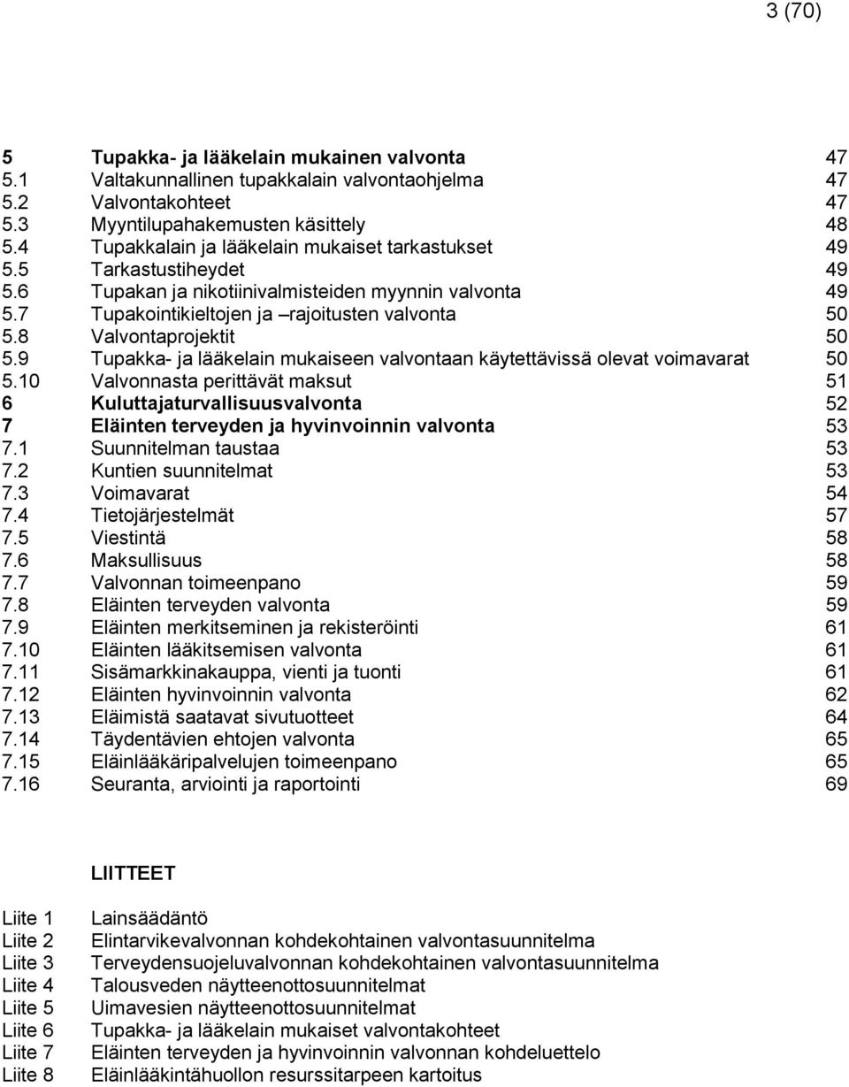 8 Valvontaprojektit 50 5.9 Tupakka- ja lääkelain mukaiseen valvontaan käytettävissä olevat voimavarat 50 5.