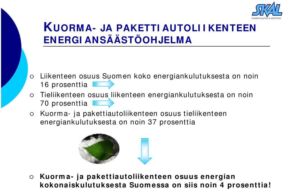 pakettiautoliikenteen osuus tieliikenteen energiankulutuksesta on noin 37 prosenttia