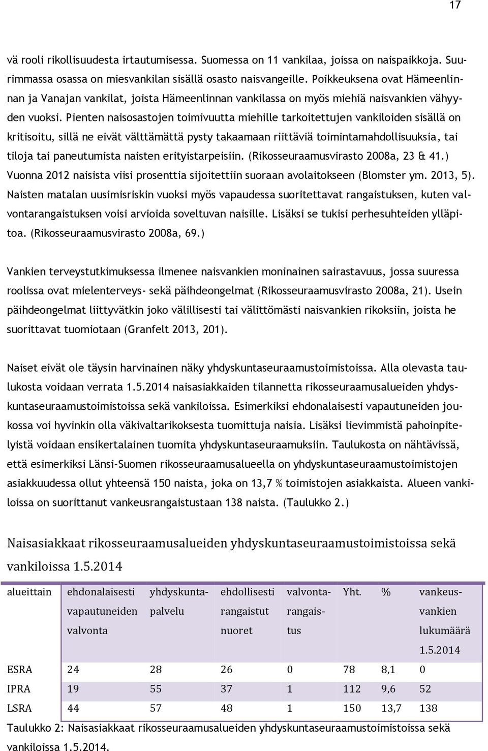 Pienten naisosastojen toimivuutta miehille tarkoitettujen vankiloiden sisällä on kritisoitu, sillä ne eivät välttämättä pysty takaamaan riittäviä toimintamahdollisuuksia, tai tiloja tai paneutumista