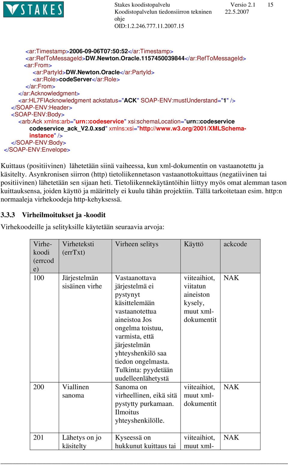 oracle</ar:partyid> <ar:role>codeserver</ar:role> </ar:from> </ar:acknowledgment> <ar:hl7fiacknowledgment ackstatus="ack" SOAP-ENV:mustUnderstand="1" /> </SOAP-ENV:Header> <SOAP-ENV:Body> <arb:ack