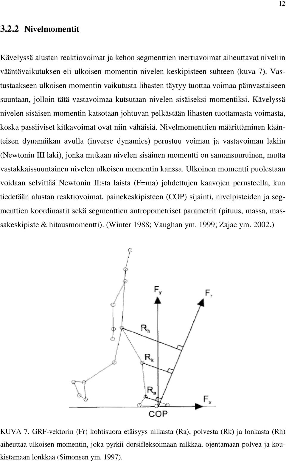 Kävelyssä nivelen sisäisen momentin katsotaan johtuvan pelkästään lihasten tuottamasta voimasta, koska passiiviset kitkavoimat ovat niin vähäisiä.