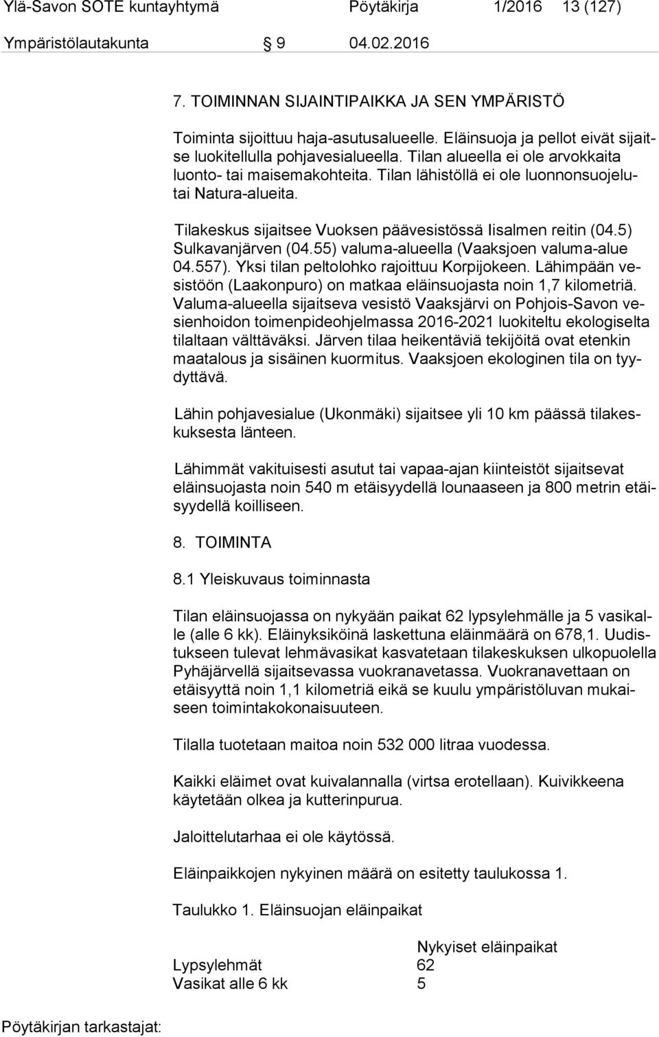 Tilakeskus sijaitsee Vuoksen päävesistössä Iisalmen reitin (04.5) Sul ka van jär ven (04.55) valuma-alueella (Vaaksjoen valuma-alue 04.557). Yksi tilan peltolohko rajoittuu Korpijokeen.