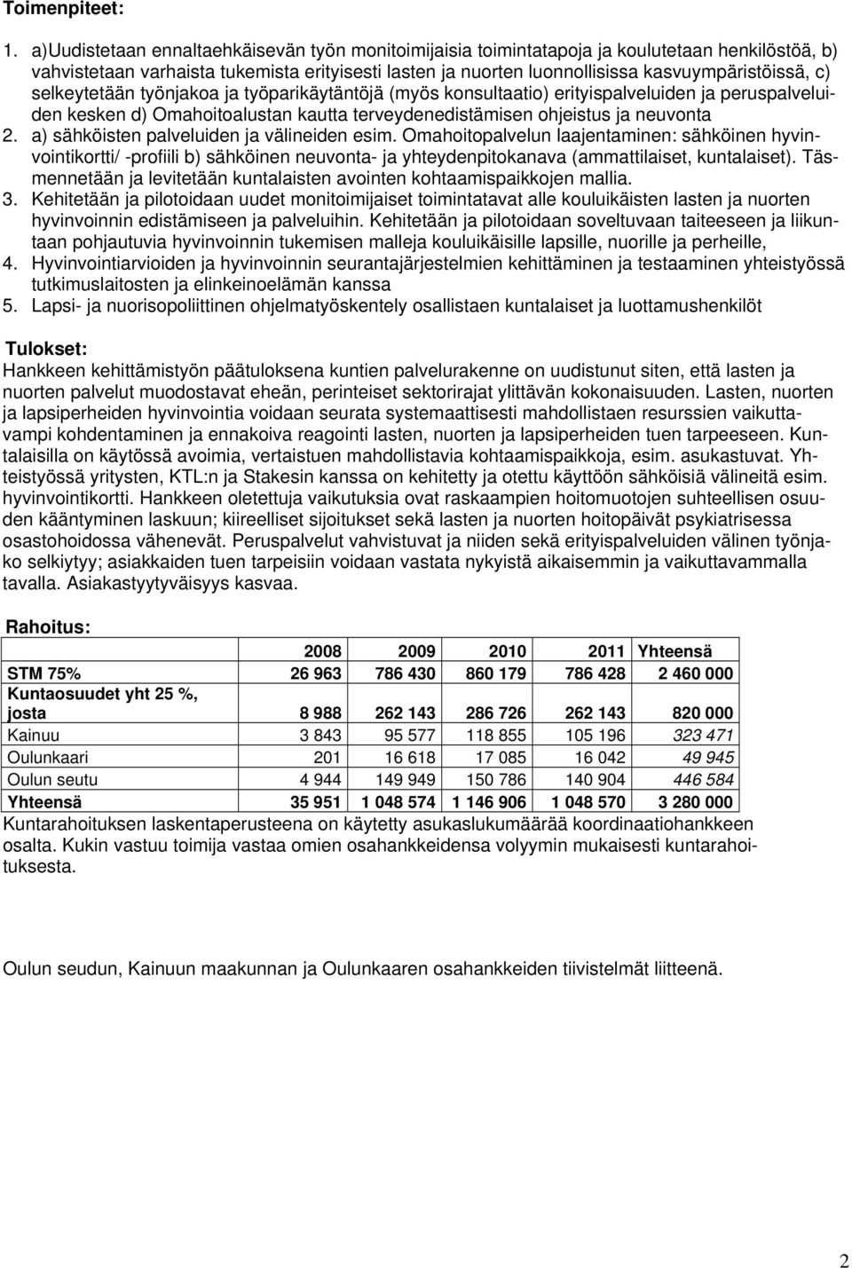 selkeytetään työnjakoa ja työparikäytäntöjä (myös konsultaatio) erityispalveluiden ja peruspalveluiden kesken d) Omahoitoalustan kautta terveydenedistämisen ohjeistus ja neuvonta 2.