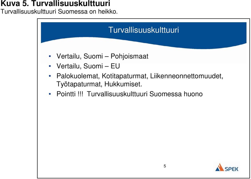 Turvallisuuskulttuuri Vertailu, Suomi Pohjoismaat Vertailu, Suomi