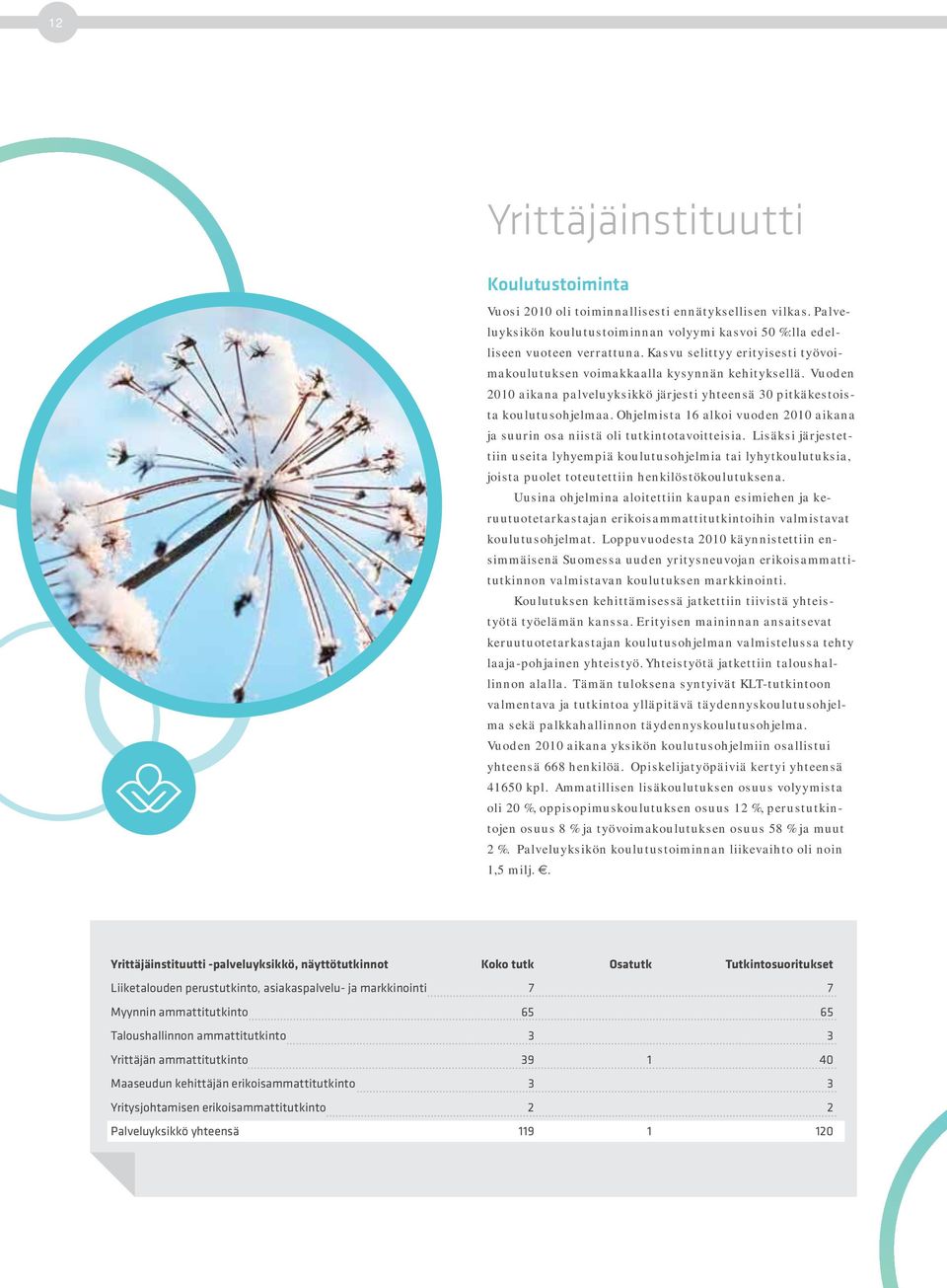 Ohjelmista 16 alkoi vuoden 2010 aikana ja suurin osa niistä oli tutkintotavoitteisia.