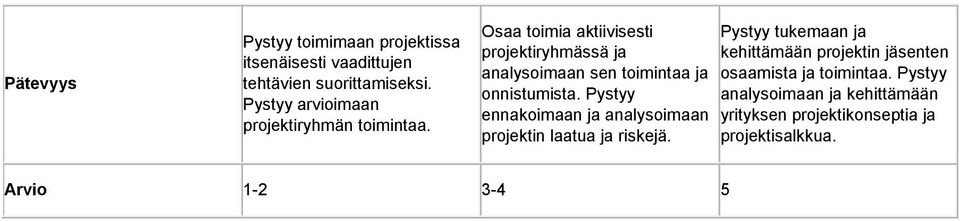 Osaa toimia aktiivisesti projektiryhmässä ja analysoimaan sen toimintaa ja onnistumista.