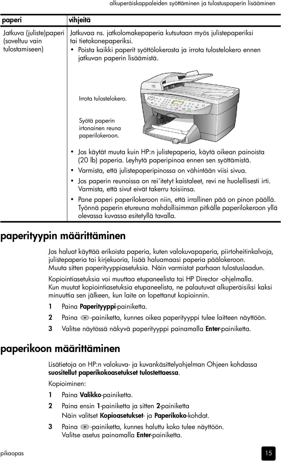 Syötä paperin irtonainen reuna paperilokeroon.