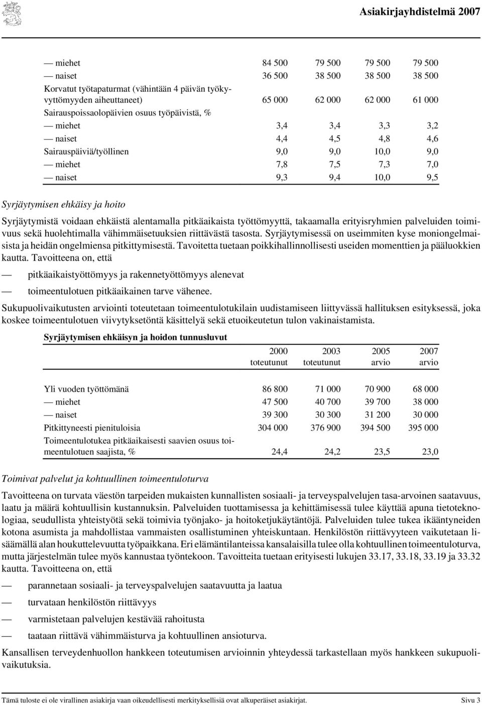 voidaan ehkäistä alentamalla pitkäaikaista työttömyyttä, takaamalla erityisryhmien palveluiden toimivuus sekä huolehtimalla vähimmäisetuuksien riittävästä tasosta.