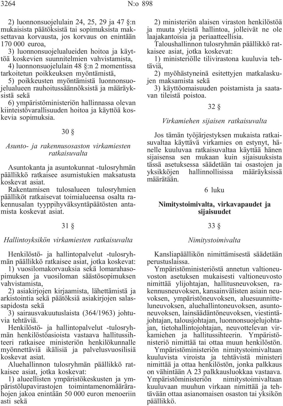 määräyksistä sekä 6) ympäristöministeriön hallinnassa olevan kiinteistövarallisuuden hoitoa ja käyttöä koskevia sopimuksia.