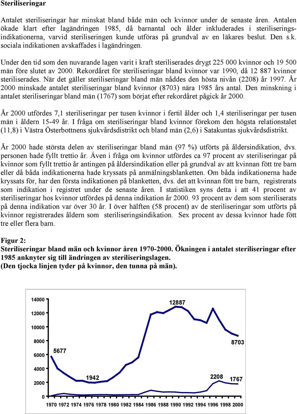 Under den tid som den nuvarande lagen varit i kraft steriliserades drygt 225 000 kvinnor och 19 500 män före slutet av 2000.