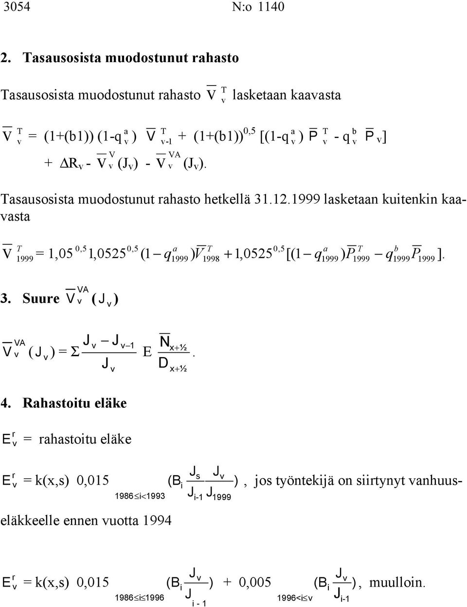 V ( ) V ( ). Tasausossta muodostunut ahasto hetkellä 31.12.