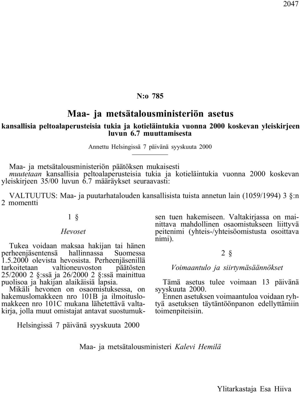 yleiskirjeen 35/00 luvun 6.