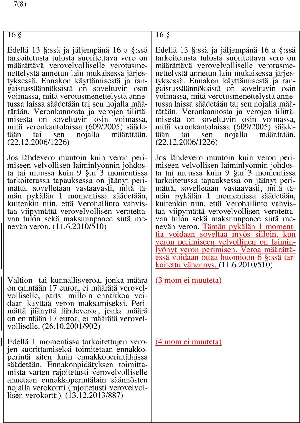 Veronkannosta ja verojen tilittämisestä on soveltuvin osin voimassa, mitä veronkantolaissa (609/2005) säädetään tai sen nojalla määrätään. (22.12.