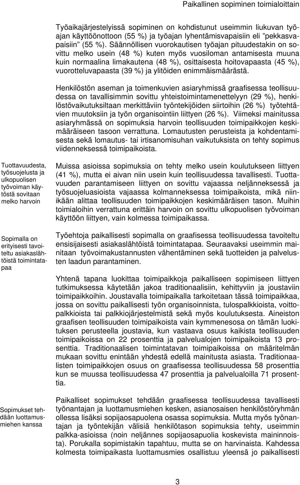 vuorotteluvapaasta (39 %) ja ylitöiden enimmäismäärästä.