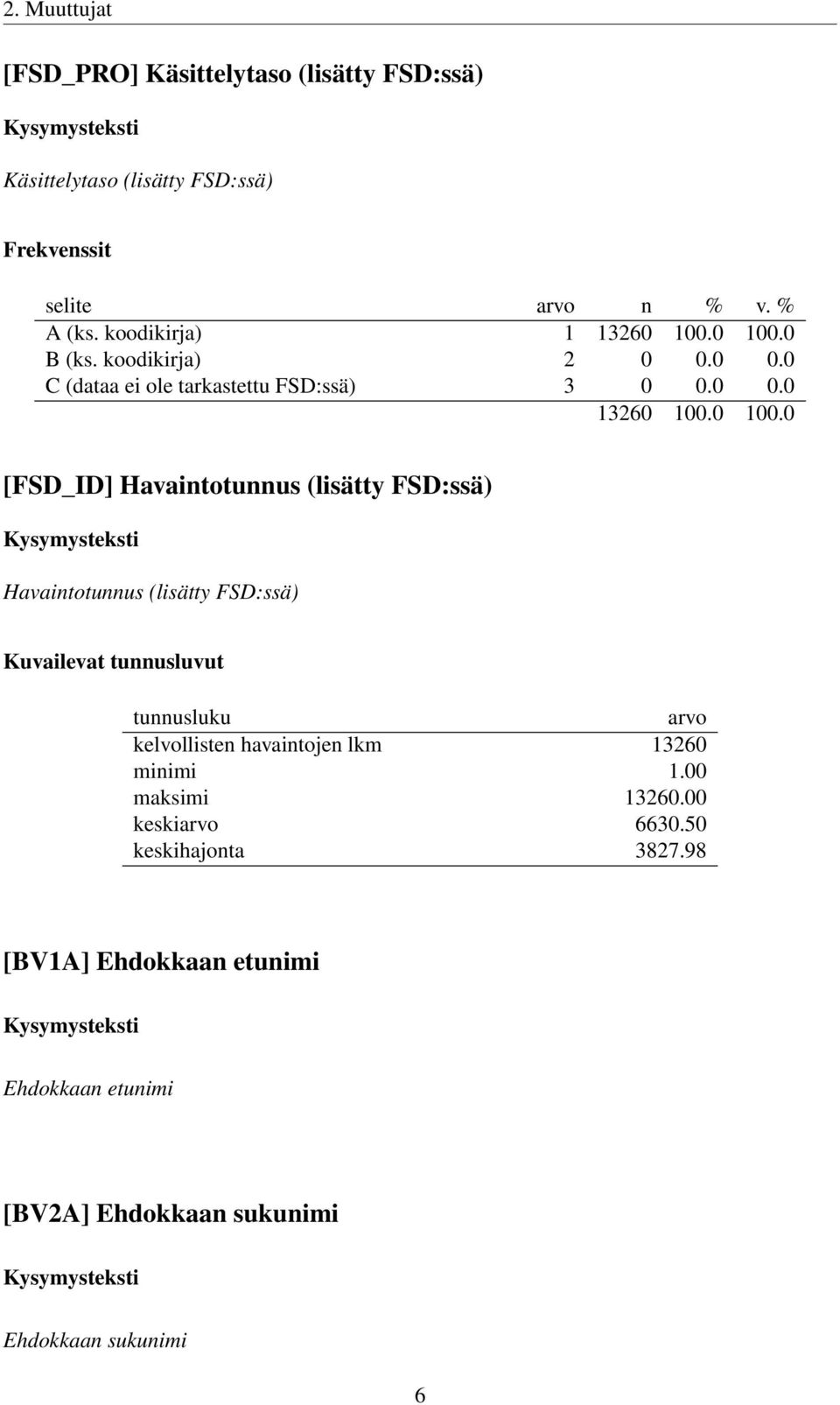 0 B (ks. koodikirja) 2 0 0.