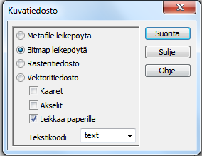 7.3 Kuvatiedosto Käytä Kuvatiedosto-toimintoa (Tiedosto Tulostus Kuvatiedosto), kun haluat esimerkiksi CAD-kuvaan mukaan kaikki ruudussa näkyvät tiedot, kuten pistenumerot, koordinaattiristit ja