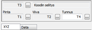 T5 (Lisätietokenttä), T6 (Lisätietokenttä) T5 ja T6 ovat kaikille pisteille ja viivoille yhteisiä ominaisuustietoja, joita alun perin käytettiin pisteen tarkkuusluokan ja viivan kulkutavan
