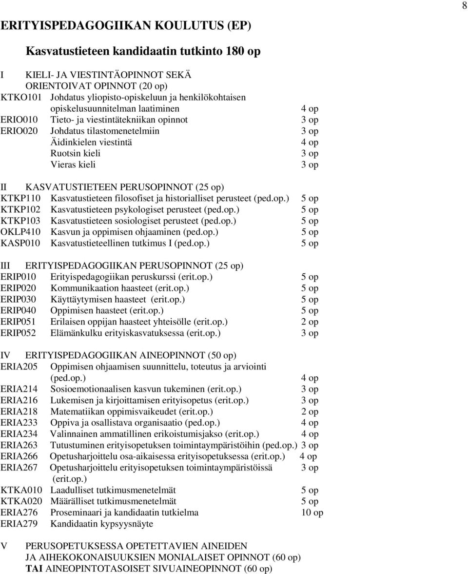 PERUSOPINNOT (25 op) KTKP110 Kasvatustieteen filosofiset ja historialliset perusteet (ped.op.) 5 op KTKP102 Kasvatustieteen psykologiset perusteet (ped.op.) 5 op KTKP103 Kasvatustieteen sosiologiset perusteet (ped.