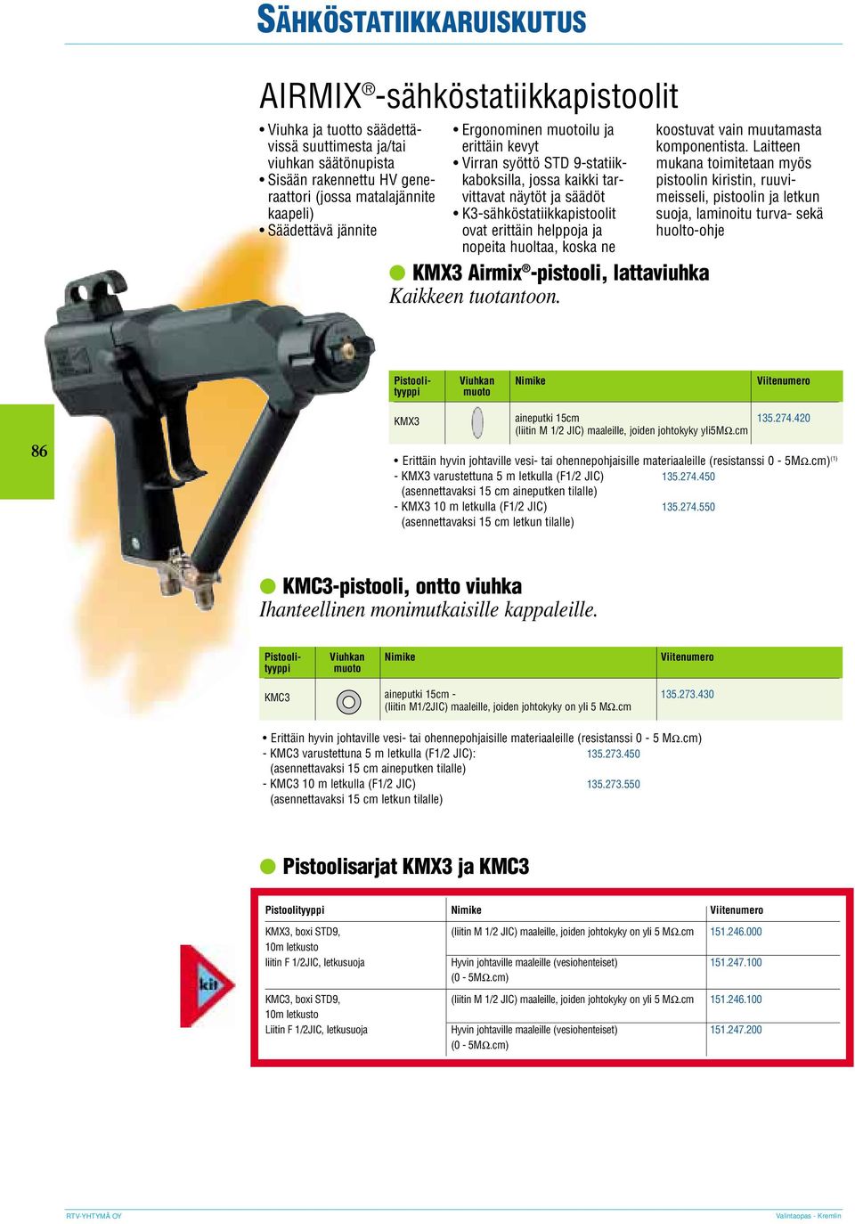 huoltaa, koska ne KMX3 Airmix -pistooli, lattaviuhka Kaikkeen tuotantoon. koostuvat vain muutamasta komponentista.