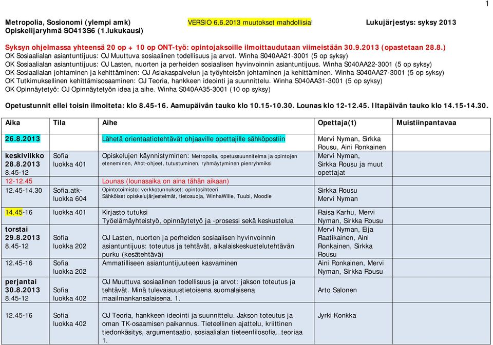 8.) OK Sosiaalialan asiantuntijuus: OJ Muuttuva sosiaalinen todellisuus ja arvot.