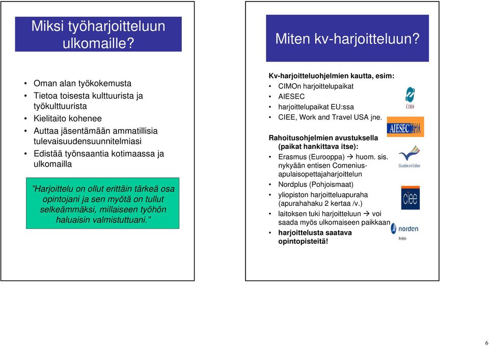 Harjoittelu on ollut erittäin tärkeä osa opintojani ja sen myötä on tullut selkeämmäksi, millaiseen työhön haluaisin valmistuttuani.