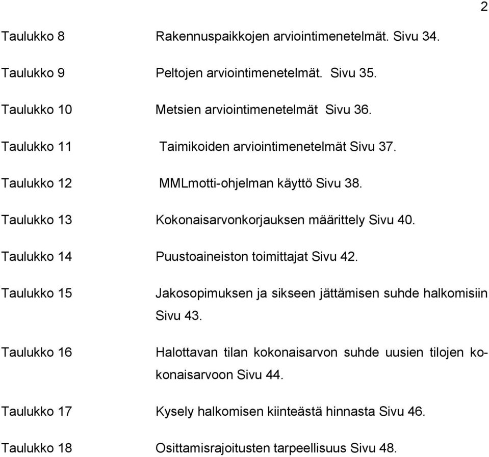 Taulukko 14 Puustoaineiston toimittajat Sivu 42. Taulukko 15 Taulukko 16 Jakosopimuksen ja sikseen jättämisen suhde halkomisiin Sivu 43.