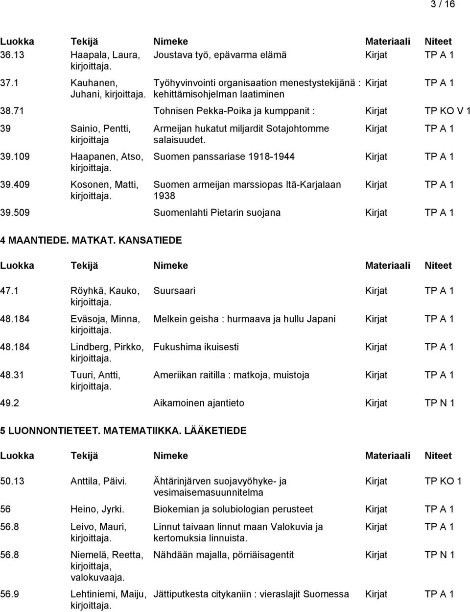 Suomen panssariase 1918-1944 Suomen armeijan marssiopas Itä-Karjalaan 1938 39.509 Suomenlahti Pietarin suojana 4 MAANTIEDE. MATKAT. KANSATIEDE 47.1 Röyhkä, Kauko, 48.184 Eväsoja, Minna, 48.