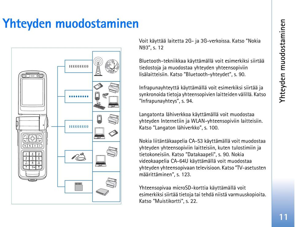 Infrapunayhteyttä käyttämällä voit esimerkiksi siirtää ja synkronoida tietoja yhteensopivien laitteiden välillä. Katso Infrapunayhteys, s. 94.