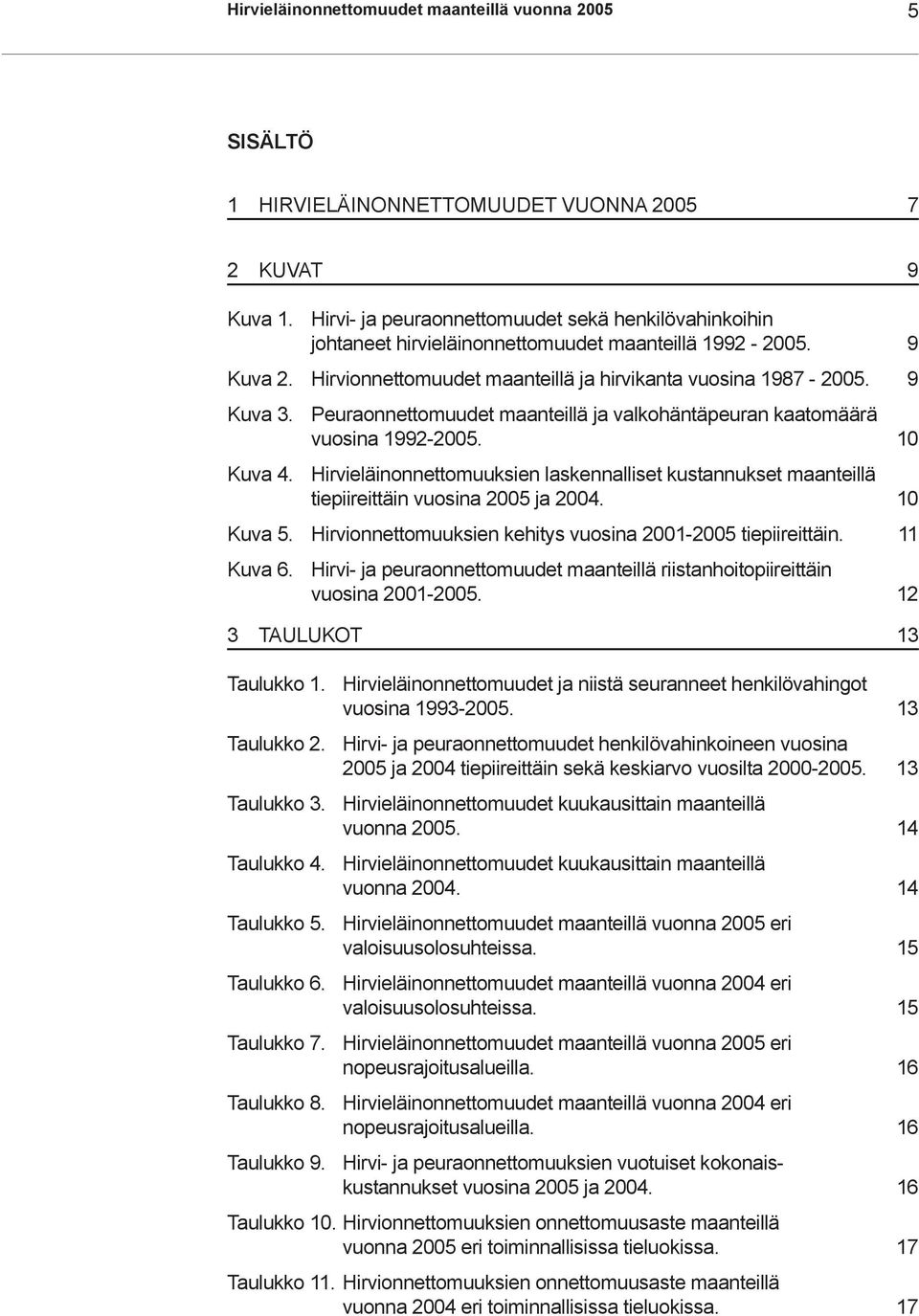 Peuraonnettomuudet maanteillä ja valkohäntäpeuran kaatomäärä vuosina 1992-25. 1 Kuva 4. Hirvieläinonnettomuuksien laskennalliset kustannukset maanteillä tiepiireittäin vuosina 25 ja 24. 1 Kuva 5.