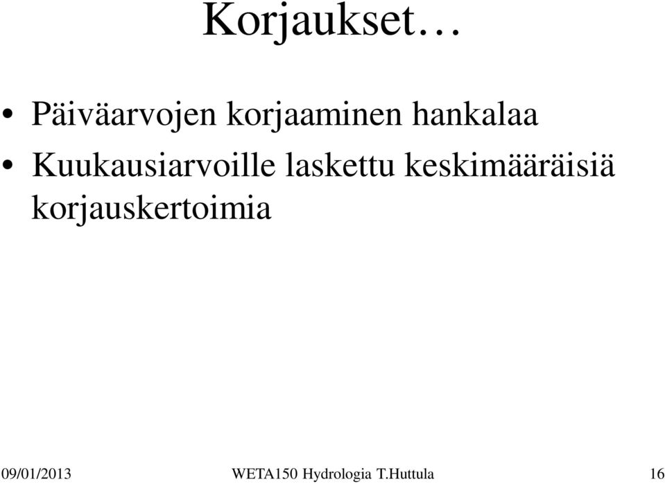 keskimääräisiä korjauskertoimia