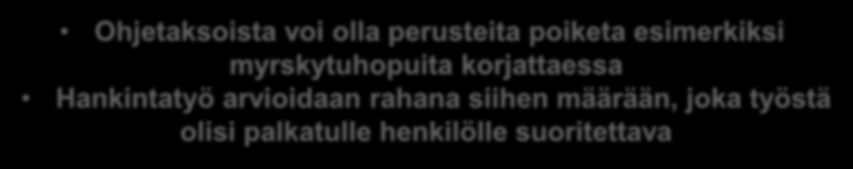 Puutavaralajikohtaiset ohjetaksat e/m3 hankintatyön arvon laskemiselle, v 2015 Työn arvo Työn arvo Valmistus Kuljetus mäntytukki 5,42 2,15 mäntykuitu 12,52 2,22 kuusitukki 6,98 2,17 kuusikuitu 13,10