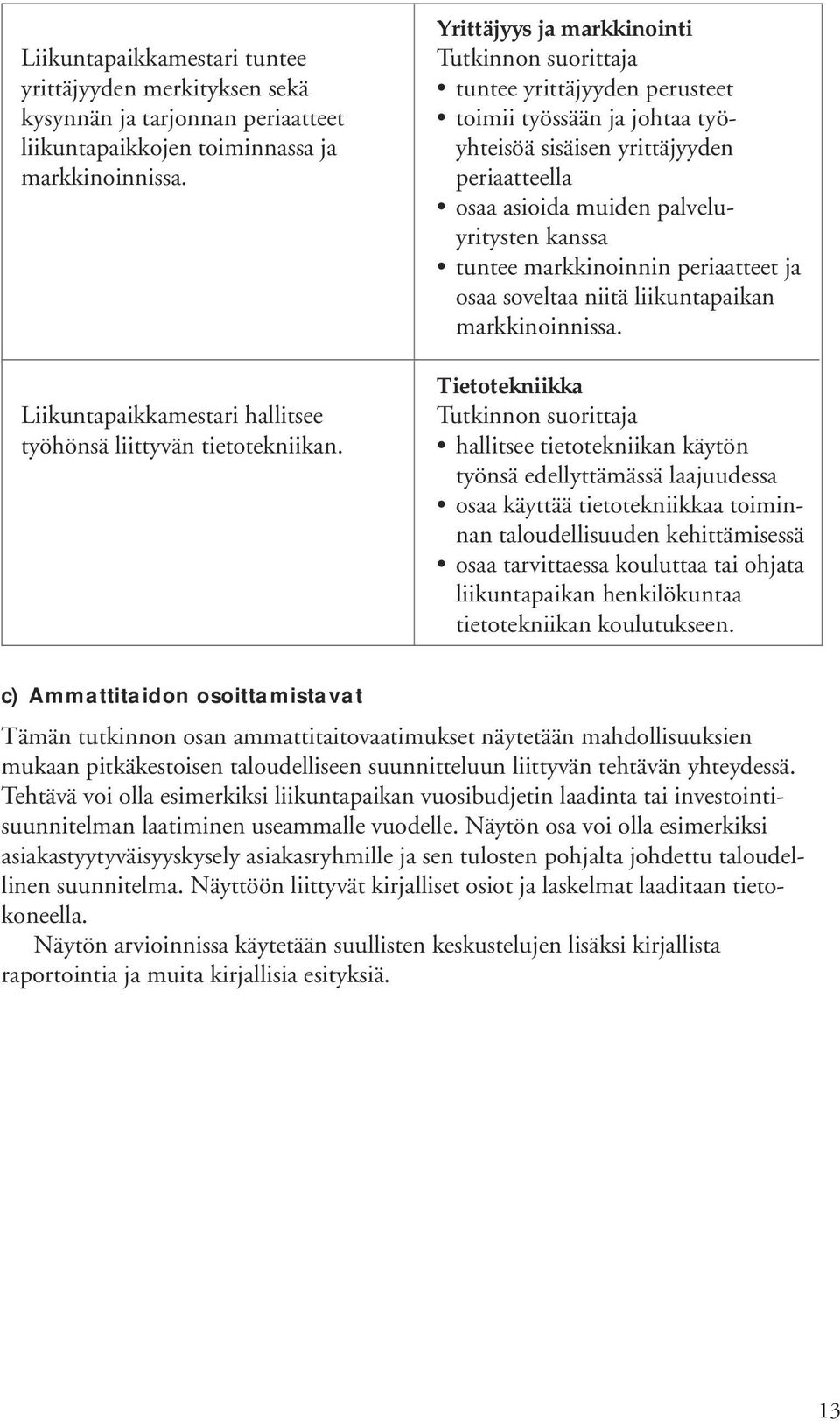 Yrittäjyys ja markkinointi tuntee yrittäjyyden perusteet toimii työssään ja johtaa työyhteisöä sisäisen yrittäjyyden periaatteella osaa asioida muiden palveluyritysten kanssa tuntee markkinoinnin