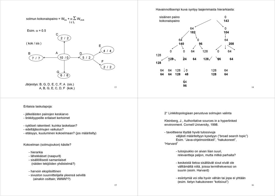 64 64 64 128 48 128 64 Järjestys: B, G, D, E, C, F; A (sis.) A, B, G, E, C, D, F (kok.