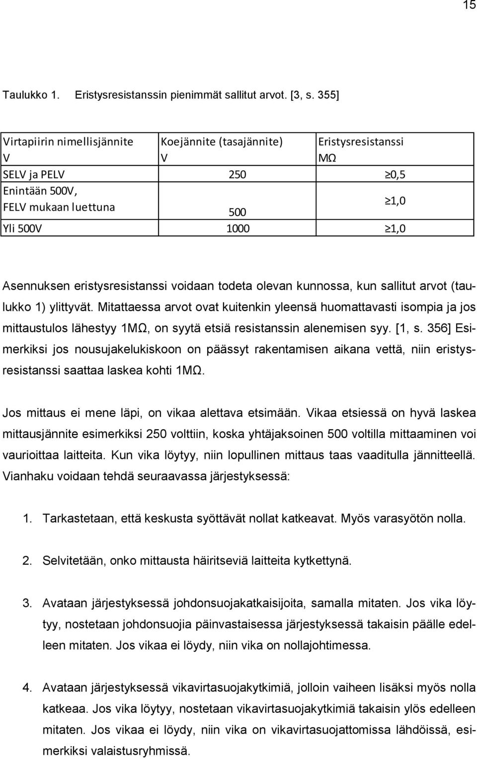 voidaan todeta olevan kunnossa, kun sallitut arvot (taulukko 1) ylittyvät.