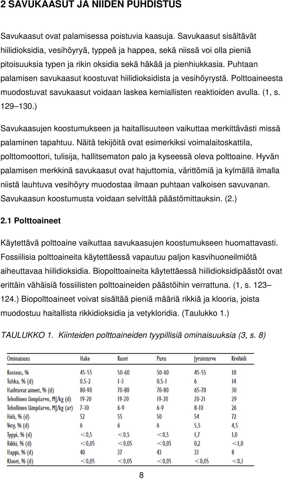 Puhtaan palamisen savukaasut koostuvat hiilidioksidista ja vesihöyrystä. Polttoaineesta muodostuvat savukaasut voidaan laskea kemiallisten reaktioiden avulla. (1, s. 129 130.