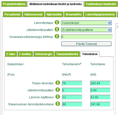 26 KUVA 16. Tehon tarve nykytilanteessa.