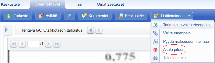 Aseta lasku pitoon Voit asettaa esim.