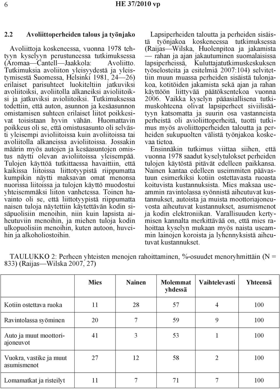 avioliitoiksi. Tutkimuksessa todettiin, että auton, asunnon ja kesäasunnon omistamisen suhteen erilaiset liitot poikkesivat toisistaan hyvin vähän.