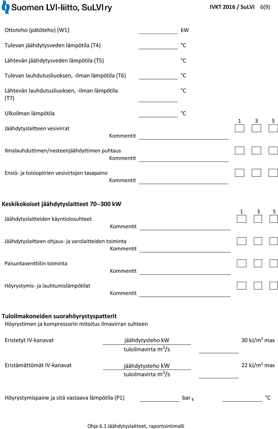 Jäähdytyslaitteiden käyntiolosuhteet Jäähdytyslaitteen ohjaus- ja varolaitteiden toiminta Paisuntaventtiilin toiminta Höyrystymis- ja lauhtumislämpötilat Tuloilmakoneiden