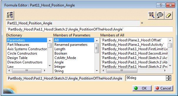 29 4 PARAMETERS OF THE ASSEMBLY 4.1 The position (angle) of the hood 1. Expand the specification tree of the hood (part 11). 2.