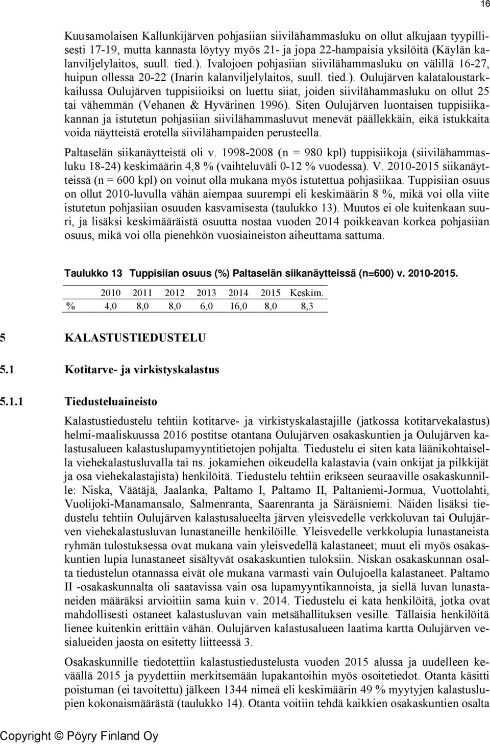 Siten Oulujärven luontaisen tuppisiikakannan ja istutetun pohjasiian siivilähammasluvut menevät päällekkäin, eikä istukkaita voida näytteistä erotella siivilähampaiden perusteella.