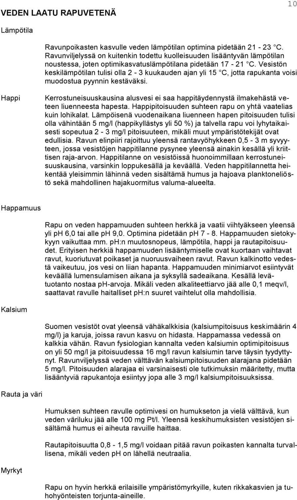 Vesistön keskilämpötilan tulisi olla 2-3 kuukauden ajan yli 15 C, jotta rapukanta voisi muodostua pyynnin kestäväksi.