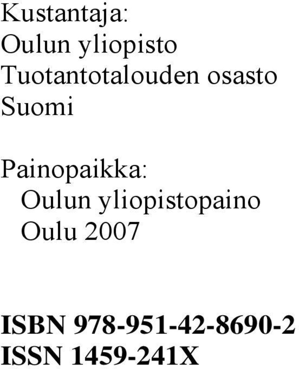 Painopaikka: Oulun yliopistopaino